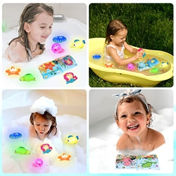 LED Glow Bath Toys Set Safe Fun Water Play Toddlers