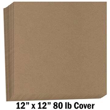 Hamilco Brown Colored Kraft Cardstock Scrapbook Paper 12x12 Heavy Weight 80 lb Cover – 25 Pack