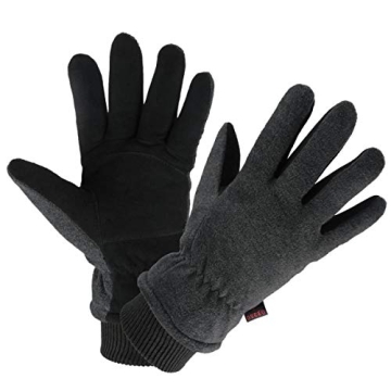 OZERO Winter Warm Gloves -30°F Coldproof Water Resistant Deerskin Suede Leather Insulated Polar Fle...