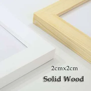 SKAOTUS 18x18 Picture Frame White Solid Wood for Mat 14x14 Wall Mounting Square Poster Frames
