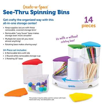 Create-a-Space See-Thru Spinning Bins, Classroom Organization, School Supplies Organizer, Desk Organization, Pen Holder, 14 Pieces