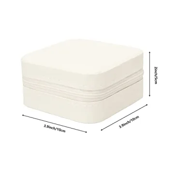 LETURE PU Leather Small Jewelry Box, Travel Portable Jewelry Case for Ring, Pendant, Earring, Necklace, Bracelet Organizer Storage Holder Boxes (White)