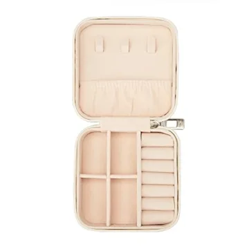 LETURE PU Leather Small Jewelry Box, Travel Portable Jewelry Case for Ring, Pendant, Earring, Necklace, Bracelet Organizer Storage Holder Boxes (White)
