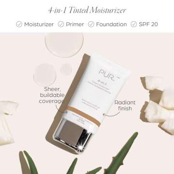 PUR Beauty 4-in-1 Tinted Moisturizer with SPF 20 - Hydrating Skin Tint Face Moisturizer, Primer & Fo...