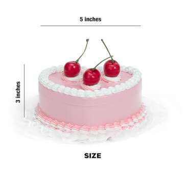Stylor Coquette Room Decor Aesthetic, Heart Shaped Jewelry Box for Girls, Fake Cherry Pink Cake, Cute Kawaii Decorative Storage Accessories.