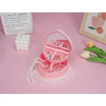 Stylor Coquette Room Decor Aesthetic, Heart Shaped Jewelry Box for Girls, Fake Cherry Pink Cake, Cute Kawaii Decorative Storage Accessories.