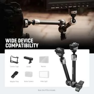 NEEWER 11" Articulating Magic Arm with 360° Ball Heads & Locating Pins for ARRI, Camera Monitor Mount with 1/4" Screws for DSLR Action Camera, Super Clamp Multifunctional Tripod Clamp Mount Included