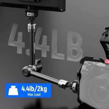 NEEWER 11" Articulating Magic Arm with 360° Ball Heads & Locating Pins for ARRI, Camera Monitor Mount with 1/4" Screws for DSLR Action Camera, Super Clamp Multifunctional Tripod Clamp Mount Included