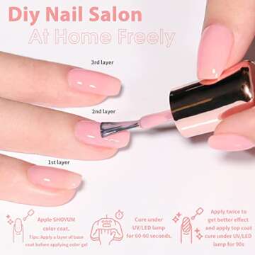 SHOYUM Jelly Pink Gel Nail Polish Set of 10 Colors Including Pink Purple Milky White Nude Gel Polish Kit UV LED Soak Off Nail Polish Home DIY Manicure Nail Salon Varnish