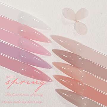 SHOYUM Jelly Pink Gel Nail Polish Set of 10 Colors Including Pink Purple Milky White Nude Gel Polish Kit UV LED Soak Off Nail Polish Home DIY Manicure Nail Salon Varnish