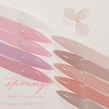 SHOYUM Jelly Pink Gel Nail Polish Set of 10 Colors Including Pink Purple Milky White Nude Gel Polish Kit UV LED Soak Off Nail Polish Home DIY Manicure Nail Salon Varnish