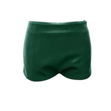 Fallorchid Women's Faux Leather Shorts Sexy Skinny Mini Shorts Hot Pants Dark Green