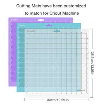 REALIKE 12x12 Cutting Mat for Cricut Maker 3/Maker/Explore 3/Air 2/Air/One(3 Mats), Gridded Adhesive...