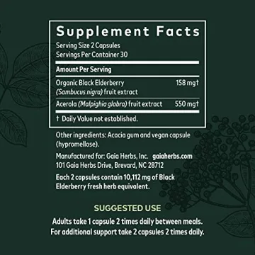 Gaia Herbs Black Elderberry Vegan Capsules for Immunity