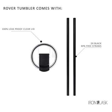 IRON °FLASK Insulated Rover Tumbler w/Lid & Straw - Leak Proof & Stainless Steel Bottle for Hot & Cold Drinks - Coffee Travel Mug, Water Metal Canteen, Thermal Cup - Bubble Gum, 32 Oz