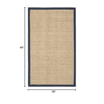 SAFAVIEH Natural Fiber Collection Accent Rug - 3' x 5', Natural & Blue, Border Basketweave Seagrass ...