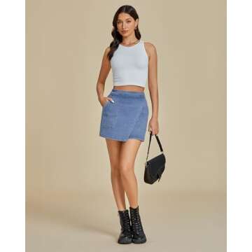 luvamia High Waisted Jean Skirts for Women Short Skirt with Pockets Faux Wrap Skirt Denim Skirt Women Plus Concert Outfit Stretchy Jean Skirts for Women Cool Blue Size XX-Large US Size 20 to Size 22