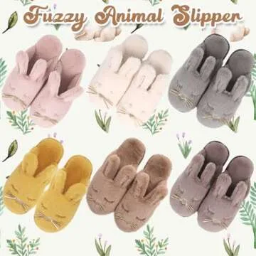 Caramella Bubble Bunny Slippers for Women Fuzzy Cute Animal Memory Foam House Rabbit Slippers Indoor Outdoor Khaki