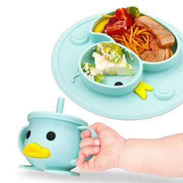 Silicone Detachable Toddler Meal Tray - Portable Non-Slip Suction Cup for Kids Babies and Kids1