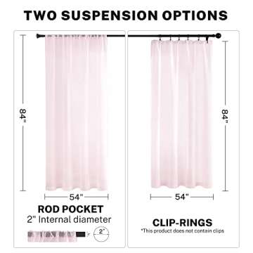 MRTREES Sheer Curtains Pink 84 inches Long Sheers Girls Room Nursery Transparent Voile Curtain Panel Bedroom Rod Pocket Window Treatment Set 2 Panels Living Room Sliding Glass Door