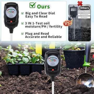 NKJIH 3-in-1 Soil Test Kit, Soil Moisture Meter/Soil ph Meter/Fertility Soil Tester, Soil Hygrometer...