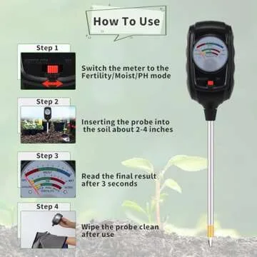 NKJIH 3-in-1 Soil Test Kit, Soil Moisture Meter/Soil ph Meter/Fertility Soil Tester, Soil Hygrometer for Garden,Plant,Farm, Indoor, Outdoor, Lawn Care Moisture Meter for Hous Plants. (Black)