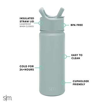 Simple Modern Kids Water Bottle with Straw Lid Vacuum Insulated Stainless Steel Metal Thermos Bottle...