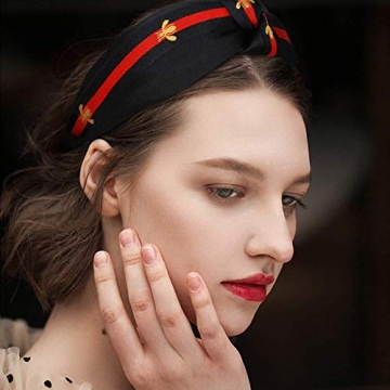 Fashion Headbands For Women, Bow Knotted Vintage Wide Cut Black Top Cross Head Bands For Girls Hair Accessories, , Christmas Gifts for Women 6Pack