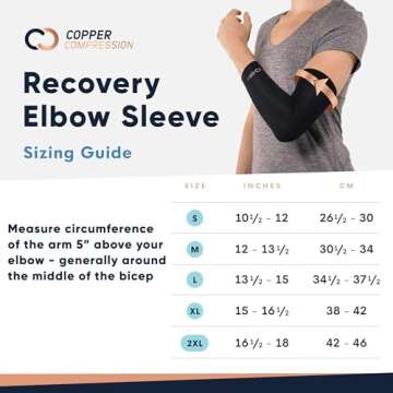 Copper Compression Elbow Sleeve - Copper Infused Orthopedic Brace for Tennis & Golfer Elbow, Tendoni...