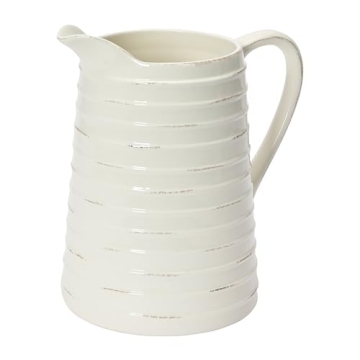 Creative Co-Op White Ceramic Pitcher for Stylish Entertaining