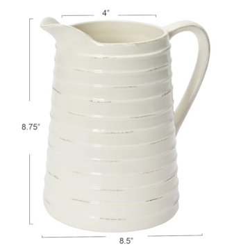 Creative Co-Op White Ceramic Pitcher for Stylish Entertaining