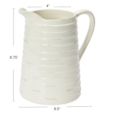 Creative Co-Op White Ceramic Pitcher for Stylish Entertaining