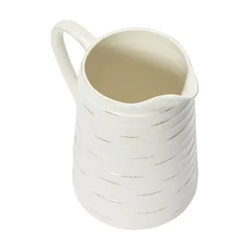 Creative Co-Op White Ceramic Pitcher for Stylish Entertaining