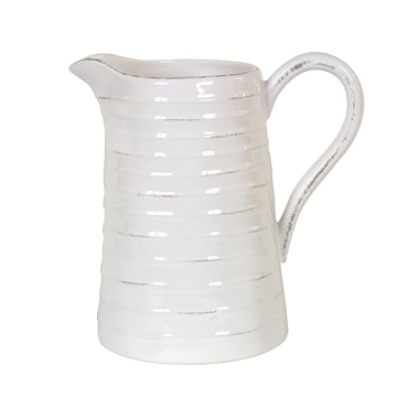 Creative Co-Op White Ceramic Pitcher for Stylish Entertaining