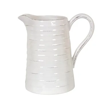 Creative Co-Op White Ceramic Pitcher for Stylish Entertaining