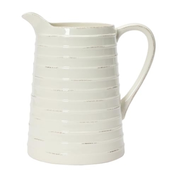 Creative Co-Op White Ceramic Pitcher for Stylish Entertaining