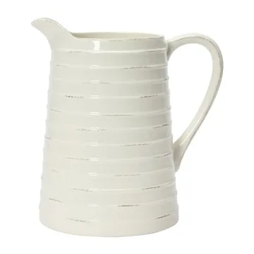 Creative Co-Op White Ceramic Pitcher for Stylish Entertaining