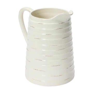Creative Co-Op White Ceramic Pitcher for Stylish Entertaining