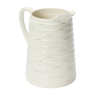 Creative Co-Op White Ceramic Pitcher for Stylish Entertaining
