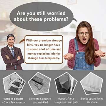 Posprica Fabric Storage Cubes,13×13×13 cube storage bins, Foldable Drawers Baskets Containers for ...