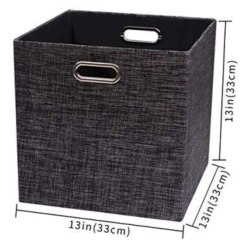 Posprica Fabric Storage Cubes,13×13×13 cube storage bins, Foldable Drawers Baskets Containers for Shelf Cabinet Bookcase,Thick and Heavy Duty (4pcs, Black)