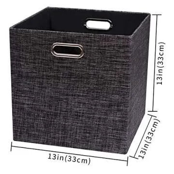 Posprica Fabric Storage Cubes,13×13×13 cube storage bins, Foldable Drawers Baskets Containers for Shelf Cabinet Bookcase,Thick and Heavy Duty (4pcs, Black)
