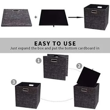 Posprica Fabric Storage Cubes,13×13×13 cube storage bins, Foldable Drawers Baskets Containers for Shelf Cabinet Bookcase,Thick and Heavy Duty (4pcs, Black)