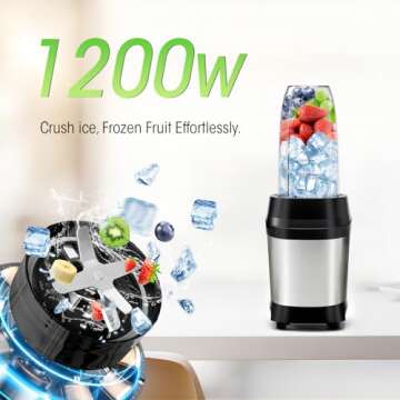 Nahida Blender for Smoothies, 1200W Smoothie Blender for Ice Crushing, Blenders with (2) 6-Fin Blade...