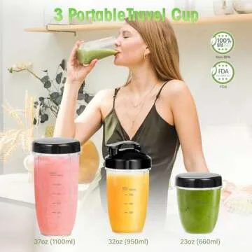 Nahida 1200W Smoothie Blender with Portable Cups