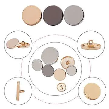 PH PandaHall 100pcs 15mm Metal Flat Buttons for DIY Crafts