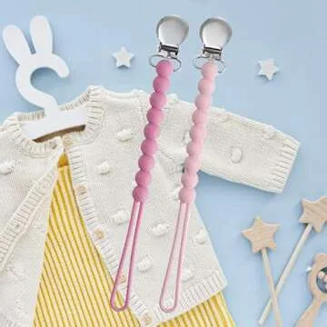 Pacifier Clips Baby Girls - MORIBOX Paci Clip Soothe Baby Binky Holder for Shower Birthday Gift 2 Pack