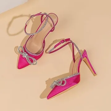 Amoji Women's Elegant Rhinestone Heels for Parties
