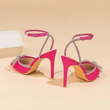 Amoji Women's Elegant Rhinestone Heels for Parties
