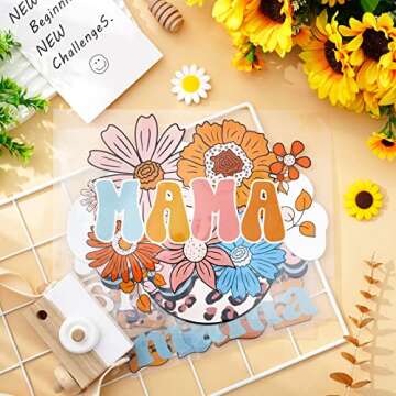 Whaline Mama Boho Iron On Transfer Patches for Crafting